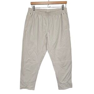 Outdoor Voices RecTrek Pants Light Beige Elastic Waist Side Zip‎ Pockets Large ~